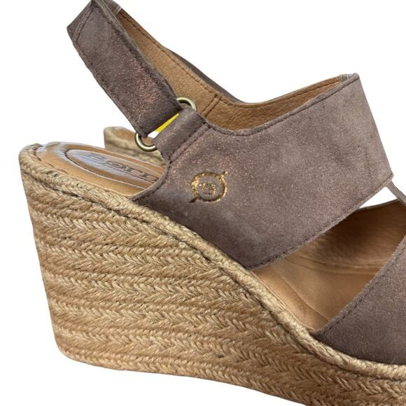 Born Sentinel Wedge Metallic Bronze Espadrille Platform Sandals Shoes Leather 9 - Picture 12 of 16